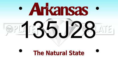 135J28 Arkansas License Plate