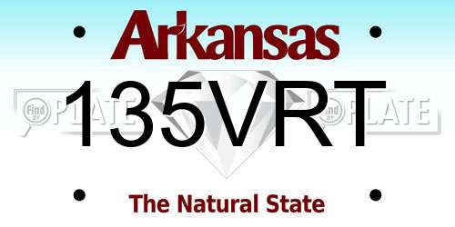 135VRT Arkansas License Plate