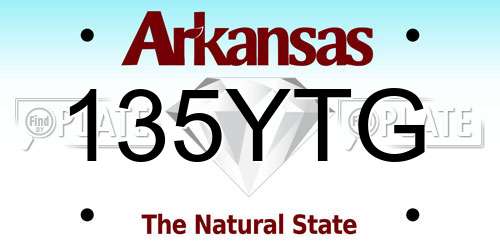 135YTG Arkansas License Plate