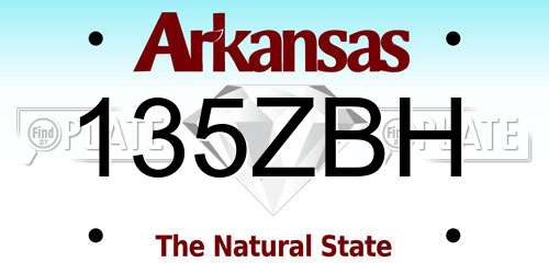 135ZBH Arkansas License Plate
