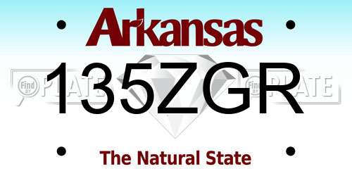 135ZGR Arkansas License Plate