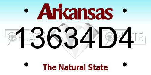 13634D4 Arkansas License Plate