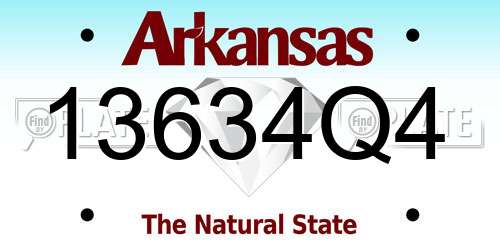 13634Q4 Arkansas License Plate