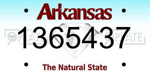 1365437 Arkansas License Plate