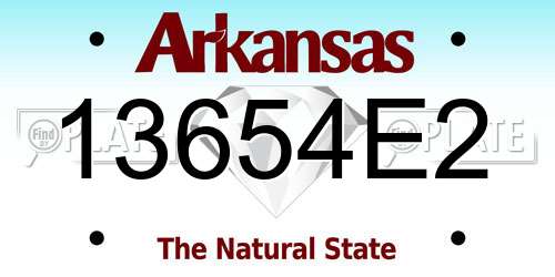 13654E2 Arkansas License Plate