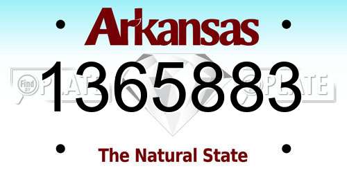 1365883 Arkansas License Plate