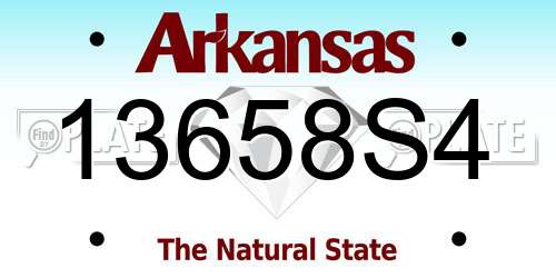13658S4 Arkansas License Plate