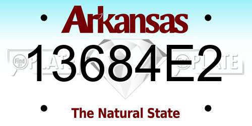 13684E2 Arkansas License Plate