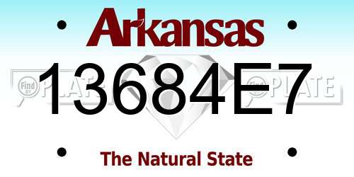 13684E7 Arkansas License Plate