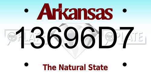 13696D7 Arkansas License Plate