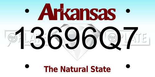 13696Q7 Arkansas License Plate