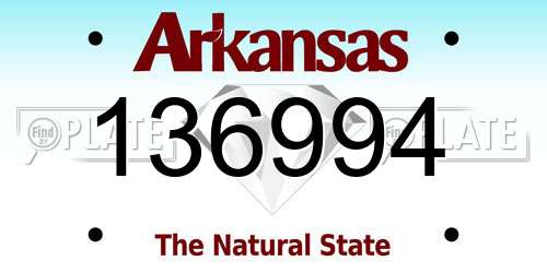 136994 Arkansas License Plate