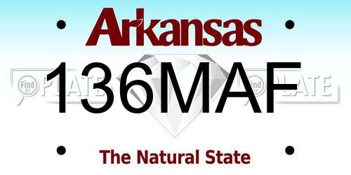 136MAF Arkansas License Plate