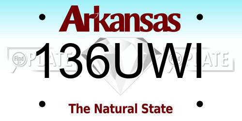 136UWI Arkansas License Plate
