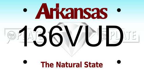 136VUD Arkansas License Plate