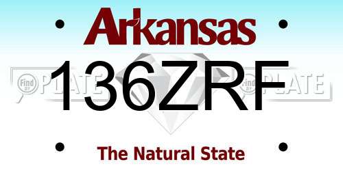 136ZRF Arkansas License Plate