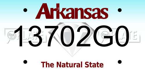 13702G0 Arkansas License Plate