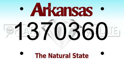 1370360 Arkansas License Plate