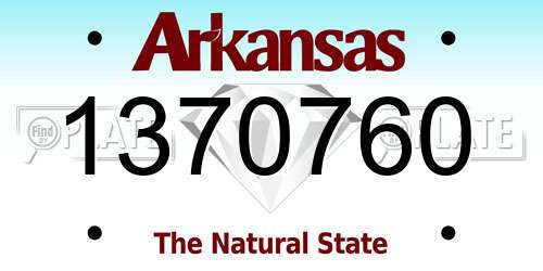1370760 Arkansas License Plate