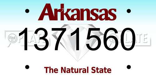 1371560 Arkansas License Plate