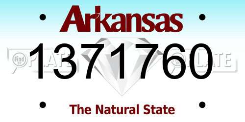 1371760 Arkansas License Plate