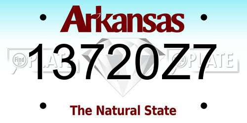 13720Z7 Arkansas License Plate