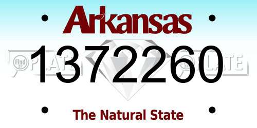 1372260 Arkansas License Plate
