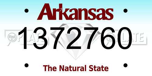 1372760 Arkansas License Plate