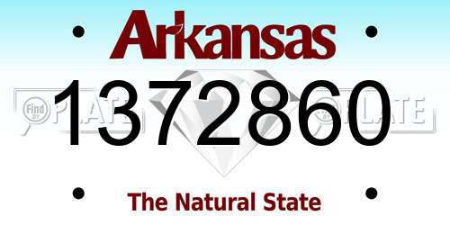 1372860 Arkansas License Plate