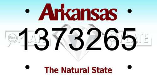 1373265 Arkansas License Plate