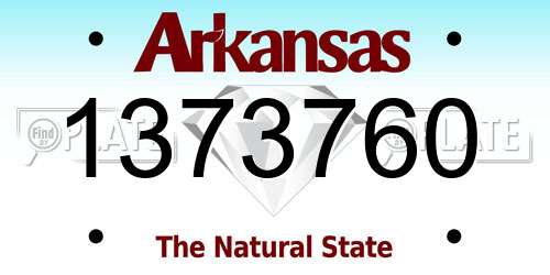 1373760 Arkansas License Plate