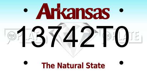 13742T0 Arkansas License Plate