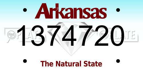 1374720 Arkansas License Plate