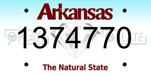 1374770 Arkansas License Plate