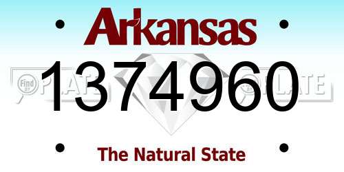 1374960 Arkansas License Plate