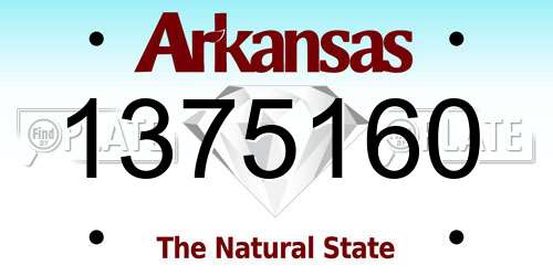 1375160 Arkansas License Plate