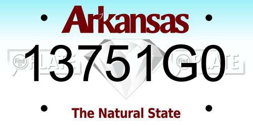 13751G0 Arkansas License Plate