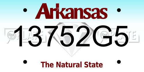 13752G5 Arkansas License Plate