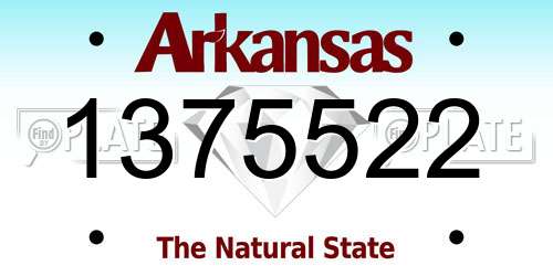 1375522 Arkansas License Plate