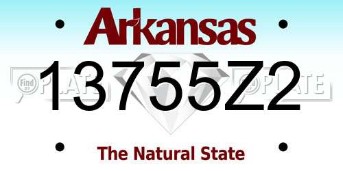 13755Z2 Arkansas License Plate