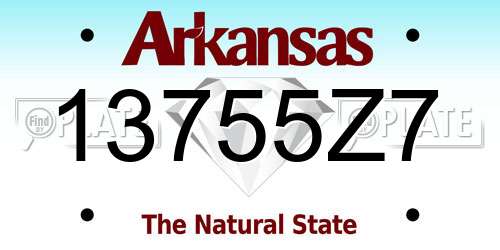 13755Z7 Arkansas License Plate