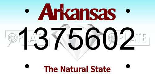 1375602 Arkansas License Plate