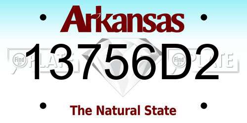 13756D2 Arkansas License Plate