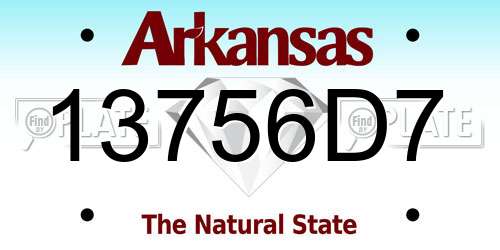 13756D7 Arkansas License Plate