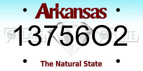 13756O2 Arkansas License Plate