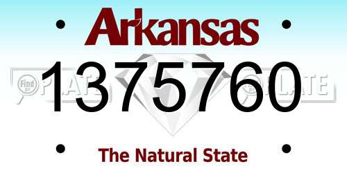 1375760 Arkansas License Plate