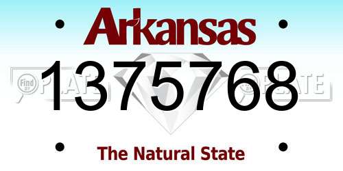 1375768 Arkansas License Plate