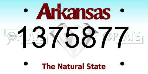 1375877 Arkansas License Plate