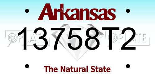13758T2 Arkansas License Plate