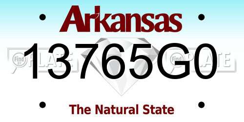 13765G0 Arkansas License Plate